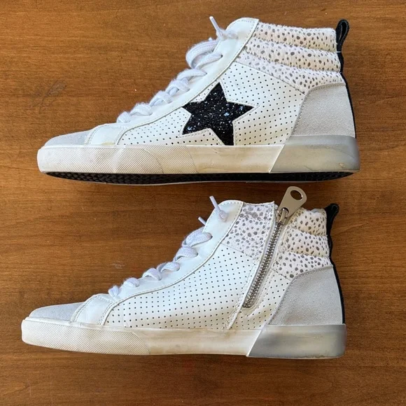 Vintage Havana Lester White Black Grey Gray High-Top Sneakers Size 10 - Picture 2 of 8